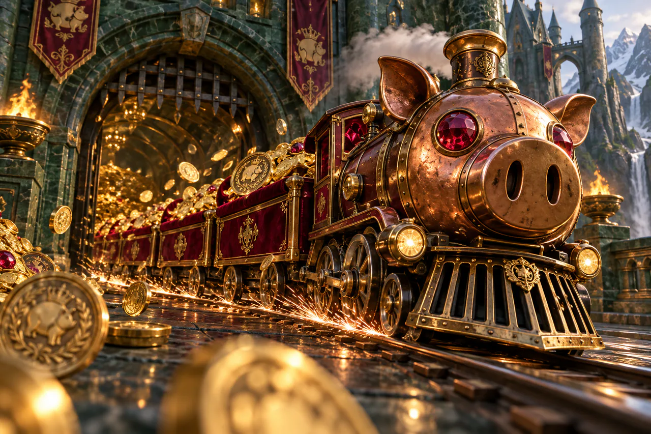 Crack the Piggy Bank Express — original editorial artwork